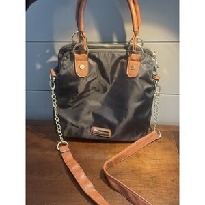 Black Brown Steve Madden Crossbody Gold Accents Bag Purse Designer